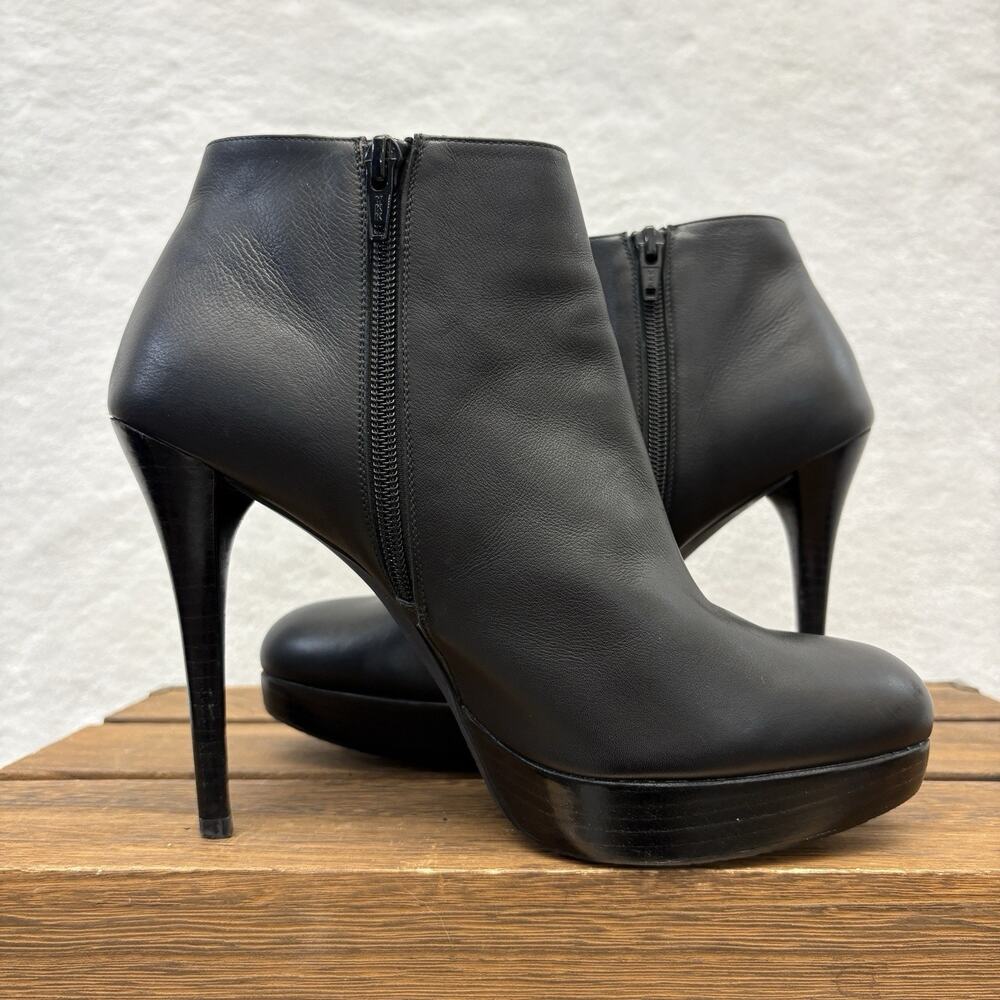 Stuart Weitzman Ankle Boots Napa Leather Black Platform Stiletto Booties 9.5M - Picture 8 of 14